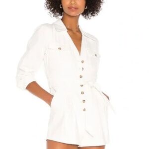 Song of style X revolve size xs white denim jean romper